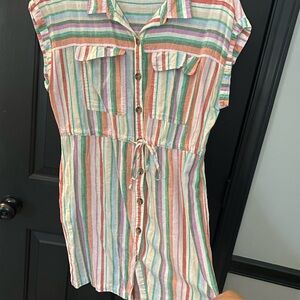 Striped Button-Down Dress